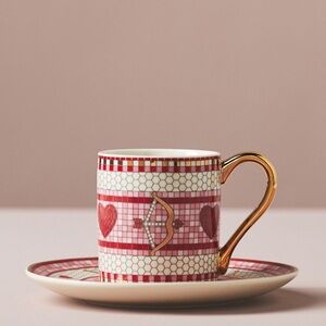 Anthropologie the bistro tile stoneware espresso cup and saucer